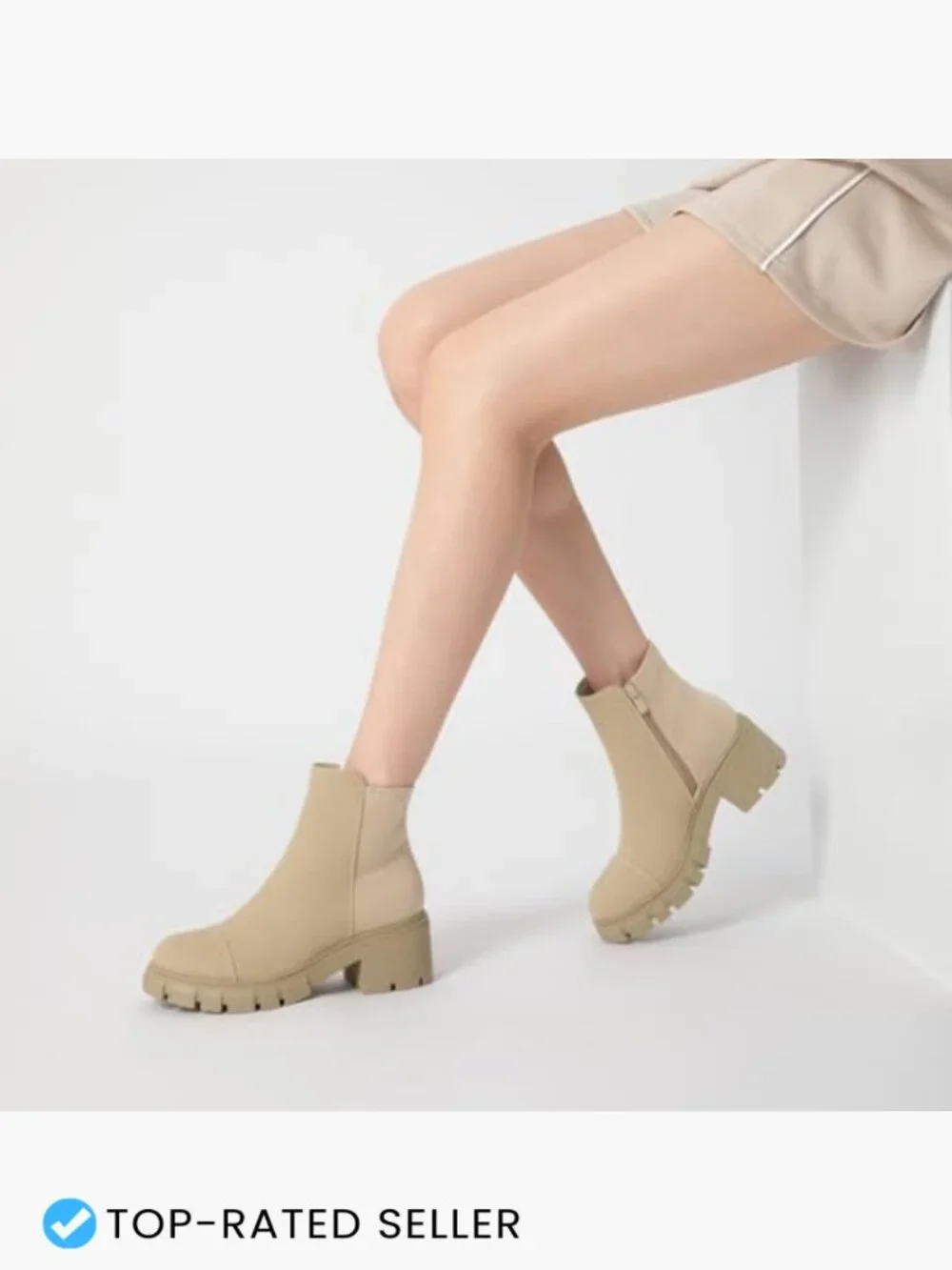 Chunky Platform Lug Sole Chelsea Booties Ankle Boots Side Zipper Round Toe